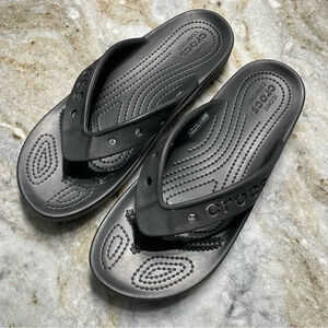 CROCS Baya Flip Unisex Black Flip-Flop Sandals M6 W8